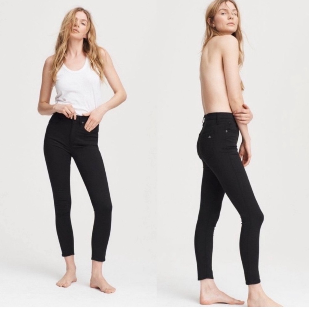 Rag & Bone Nina High Rise Skinny Ankle Jeans Black Size 31 Stretch Cotton